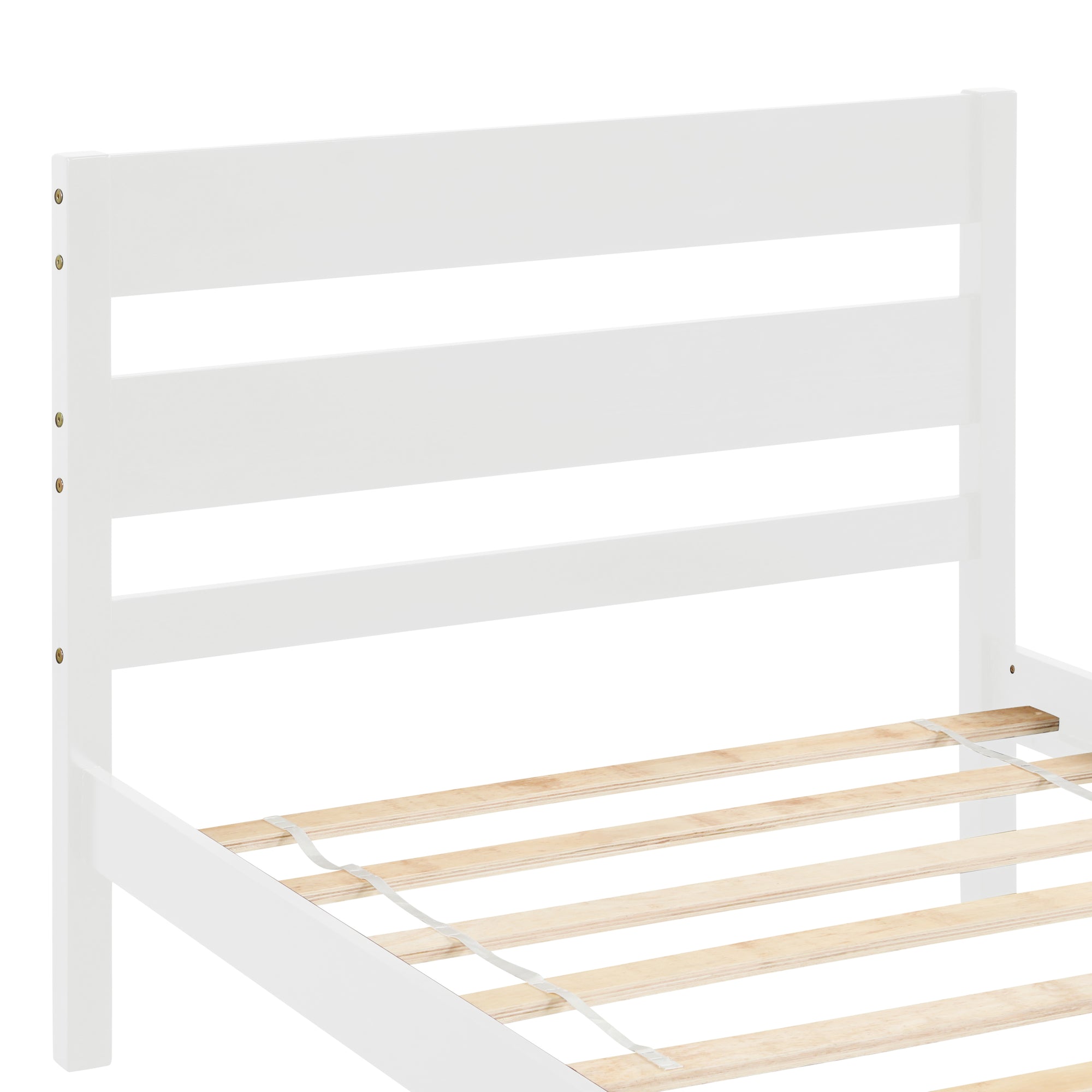 White Twin Bed with Headboard and Footboard