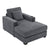 Blue-Gray Chenille Oversized Chaise Lounger with Built-in Charge Station & Cup Holders