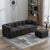 Gray Teddy Fleece Sectional Sofa with Multi-Functional Storage Ottoman