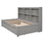 Twin Bed with Side Bookcase and Storage Drawers in Gray