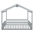 Gray Double Twin House-Style Toddler Floor Bed with Fence and Guardrails