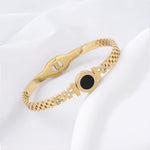 Load image into Gallery viewer, Black Center Roman Numeral Accented Bangle Bracelet
