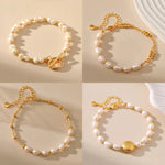Load image into Gallery viewer, Boho Gold Accented Pearl Bracelets
