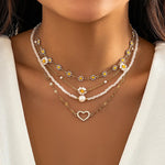 Load image into Gallery viewer, Boho Spring Daisy Necklace Stack

