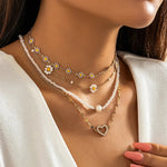 Load image into Gallery viewer, Boho Spring Daisy Necklace Stack

