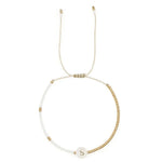 Load image into Gallery viewer, Boho White &amp; Gold Beaded Letter Initial Beaded Bracelets
