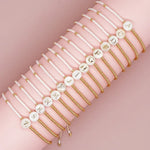 Load image into Gallery viewer, Boho White &amp; Gold Beaded Letter Initial Beaded Bracelets
