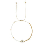 Load image into Gallery viewer, Boho White &amp; Gold Beaded Letter Initial Beaded Bracelets
