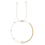 Load image into Gallery viewer, Boho White &amp; Gold Beaded Letter Initial Beaded Bracelets

