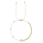 Load image into Gallery viewer, Boho White &amp; Gold Beaded Letter Initial Beaded Bracelets
