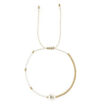 Load image into Gallery viewer, Boho White &amp; Gold Beaded Letter Initial Beaded Bracelets
