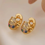 Load image into Gallery viewer, Bold Baguette Scattered Diamond Hoop Earrings
