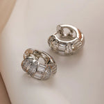 Load image into Gallery viewer, Bold Baguette Scattered Diamond Hoop Earrings
