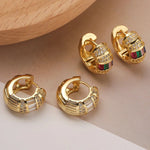 Load image into Gallery viewer, Bold Baguette Scattered Diamond Hoop Earrings
