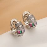 Load image into Gallery viewer, Bold Baguette Scattered Diamond Hoop Earrings
