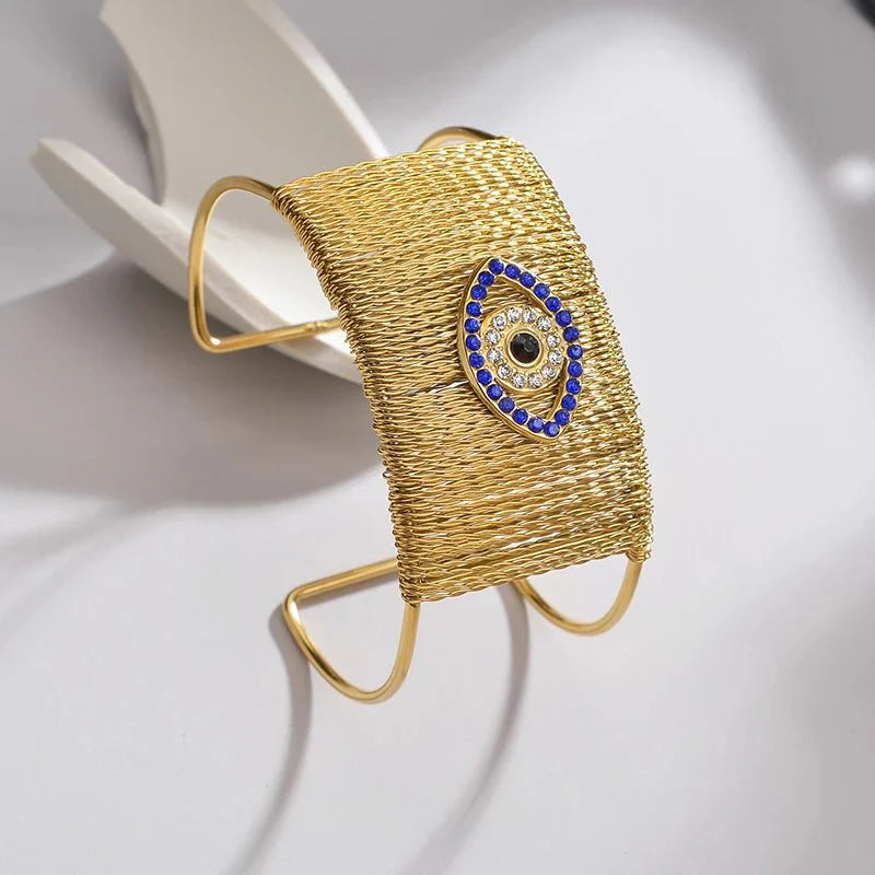 Bold boho wide opening cuff bracelet