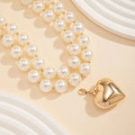 Load image into Gallery viewer, Bold Statement Pearl Layered Heart Necklace
