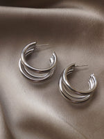 Load image into Gallery viewer, Mila Silver Bold Triple Hoop Earrings
