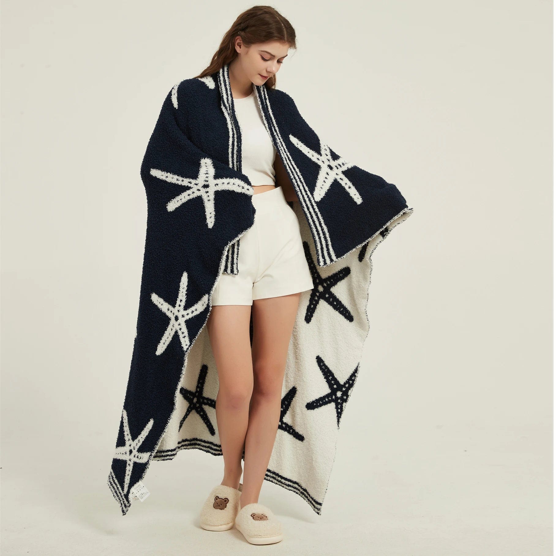 BY COELHO Blanket Blanket Starfish Design Shawl Blanket - Super Soft Wearable Wrap