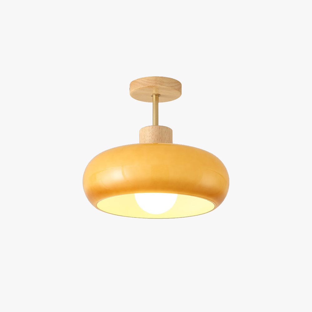 BY COELHO Flush Mount Ceiling Light Modern Flush Mount Ceiling Light in Wood and Glass