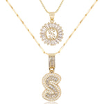Load image into Gallery viewer, 2pc 14k Diamond Letter Initial Necklaces
