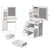 Small Space Left Bedside Cabinet Vanity Table With Cushioned Stool, 2 AC+2 USB Power Station, Extra Large Touch Control LED Mirror In White