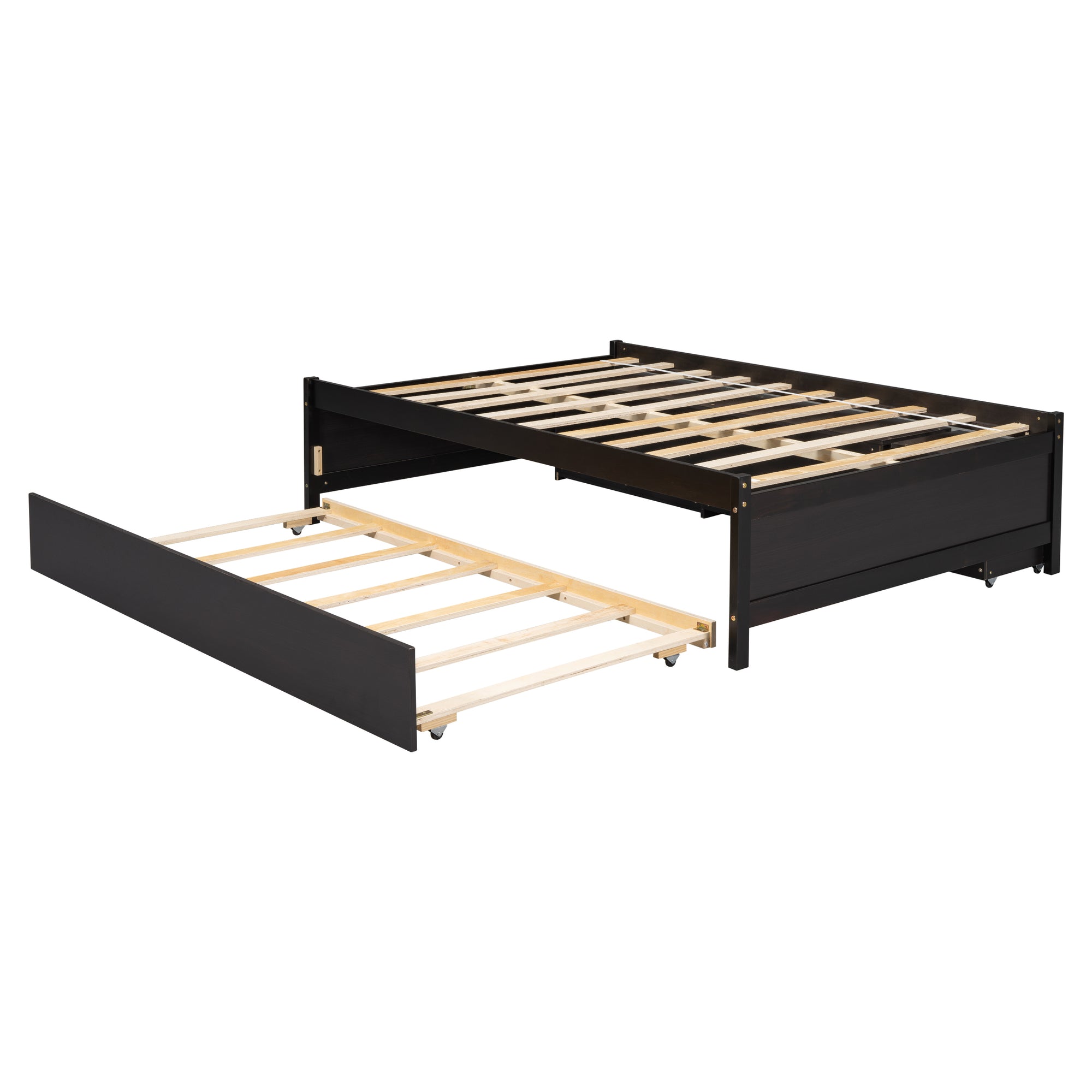 Full Bed with Trundle, Under-Bed Storage Box, and Nightstand in Espresso