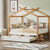 White and Natural Tone Full House Bed with Trundle and Bookshelf Storage