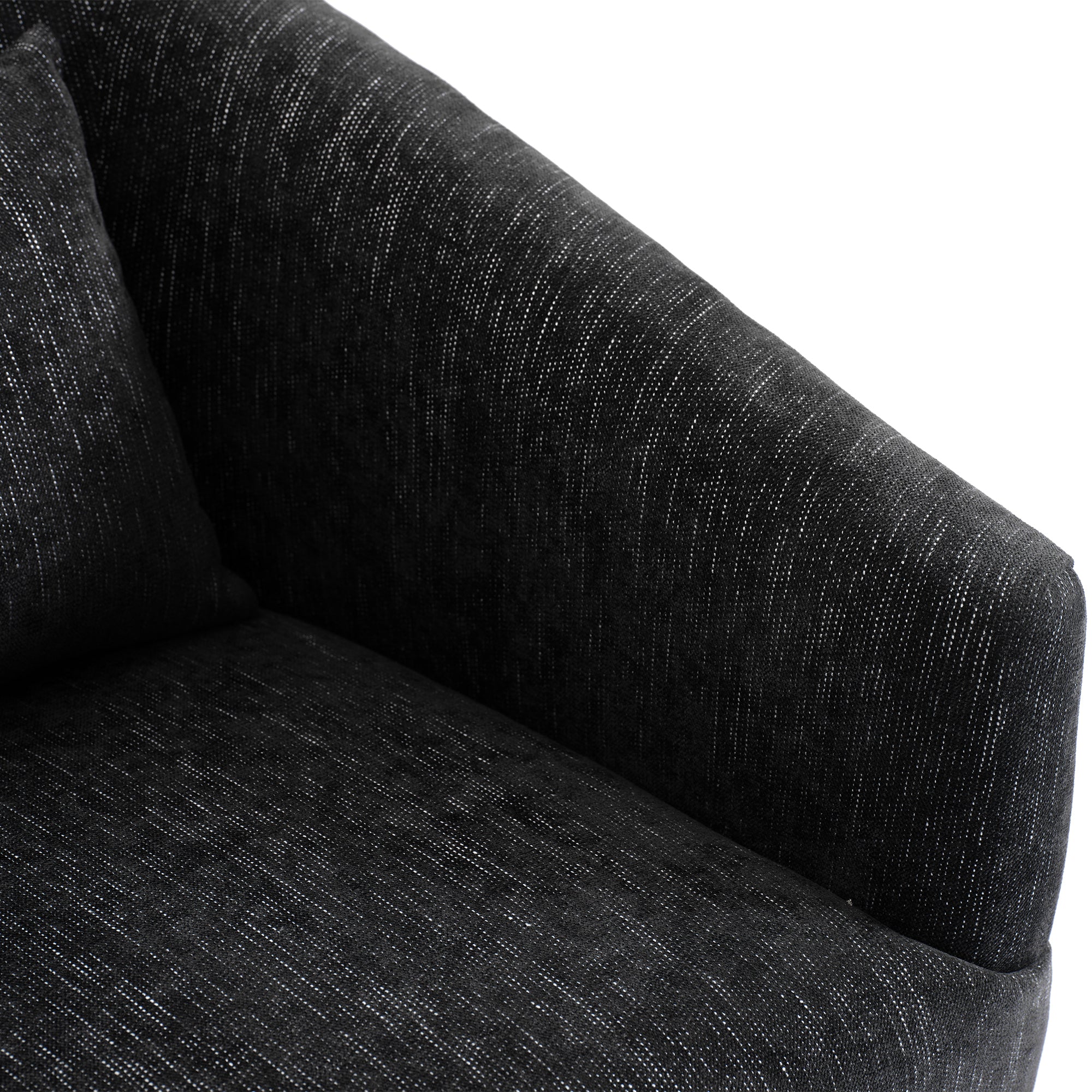 Black Linen Blend Swivel Accent Armchair