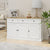 Buffet Cabinet Storage Sideboard Farmhouse Server Bar Wine Cabinet with 3 Drawers & 3 Doors Adjustable Shelves In White