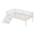 Twin Size Low Loft Bed with Slide, Ladder & Safety Guardrails in White