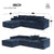 Cairo 4-Seat Modular Wrinkle-Resistant Chenille Sofa in Dark Blue