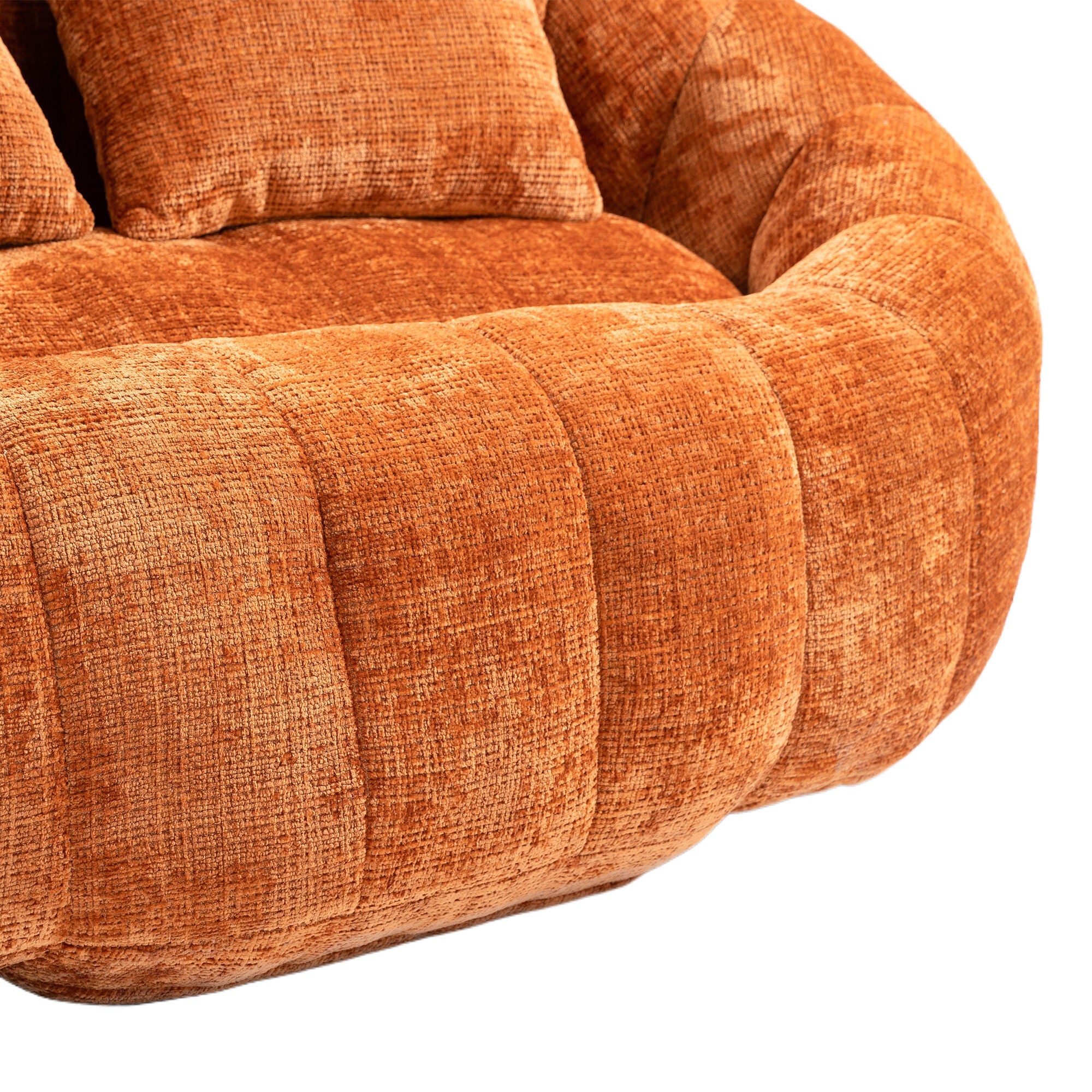 Comfortable High-Back Bean Bag Couch in Orange Chenille