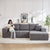 Modern Corduroy Upholstered Sectional Sofa Couch Set With Modular Design And Five Pillows For Customizable Comfort In Grey