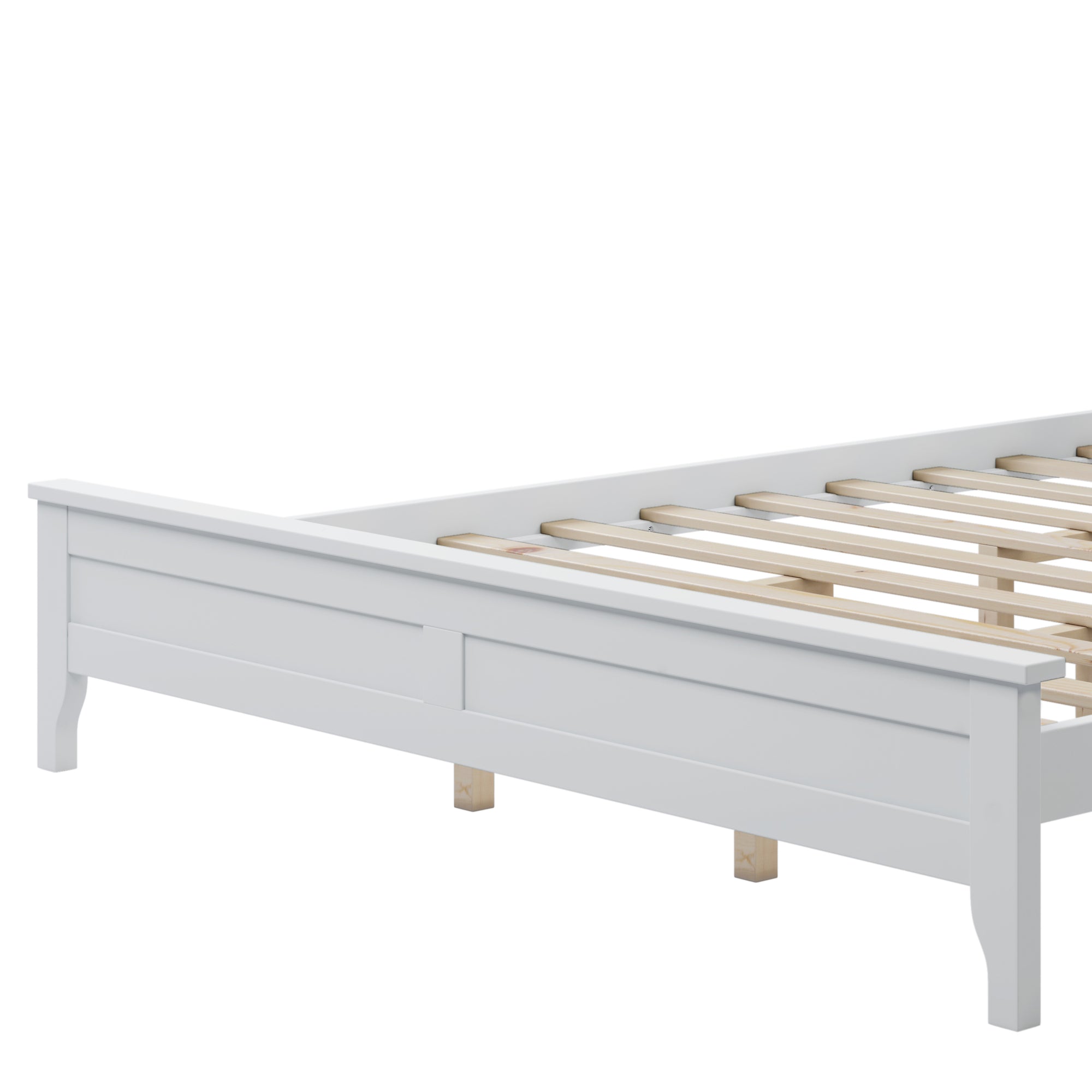 White Queen Platform Bed with Slatted Headboard