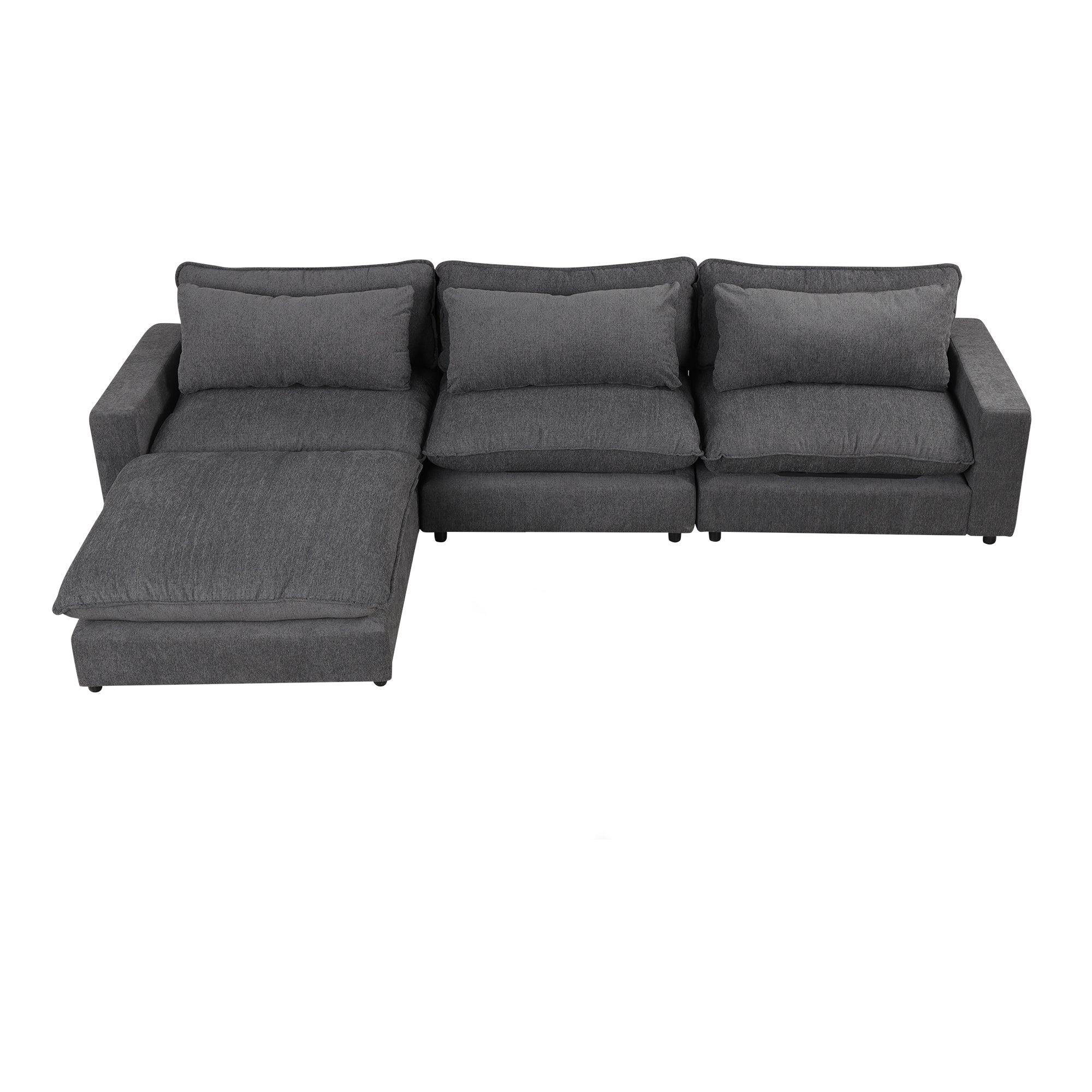 Lisbon Sectional Sofa with Movable Ottoman in Grey