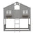 Gray Twin Over Twin House Bunk Bed with Roof, Windows, and Door