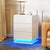 LED Nightstand with 3 Drawers and RGB Lighting Modern White Bedside Table In White