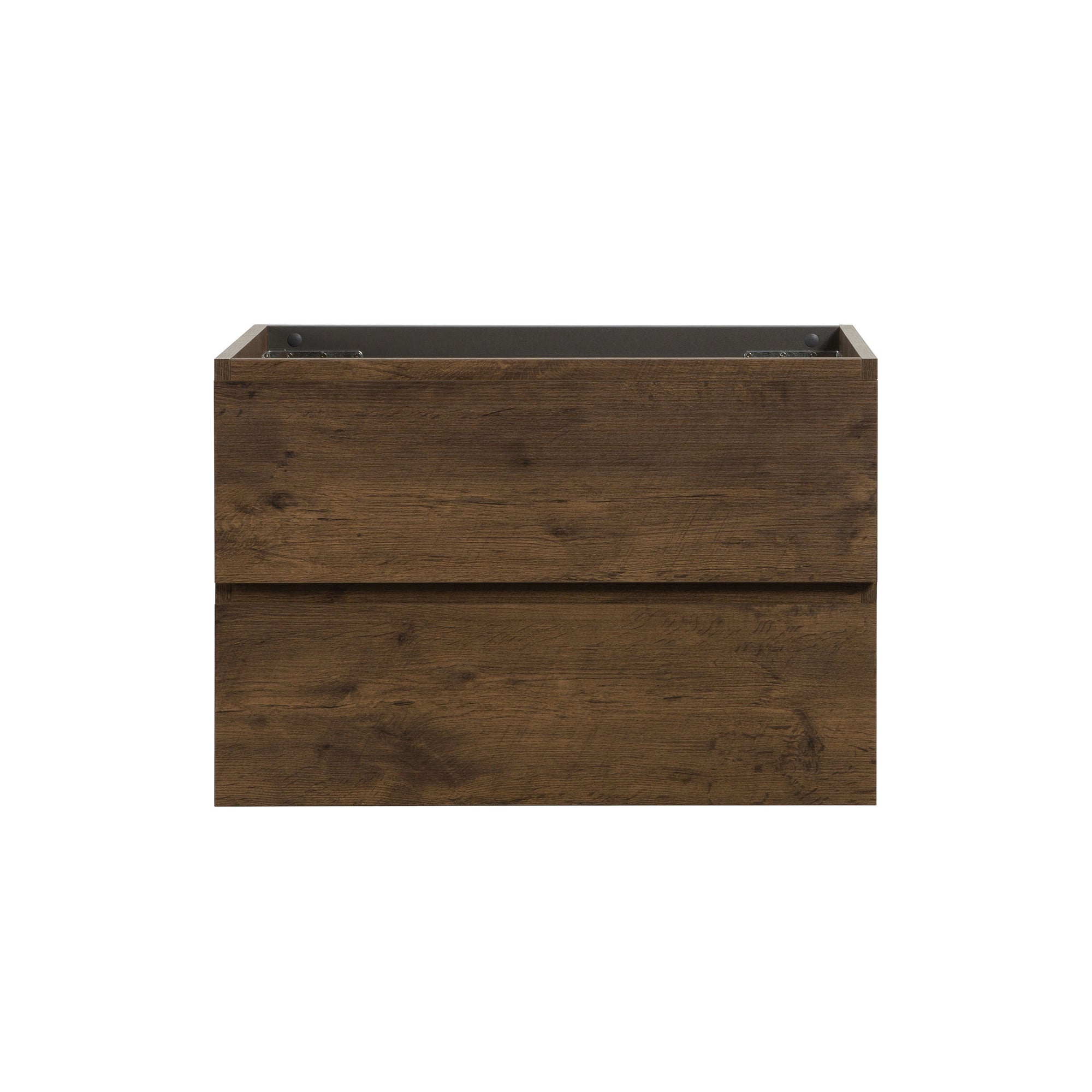 Wall Mount Cabinet Without Basin In Walnut With Two Drawers Pre-Assembled