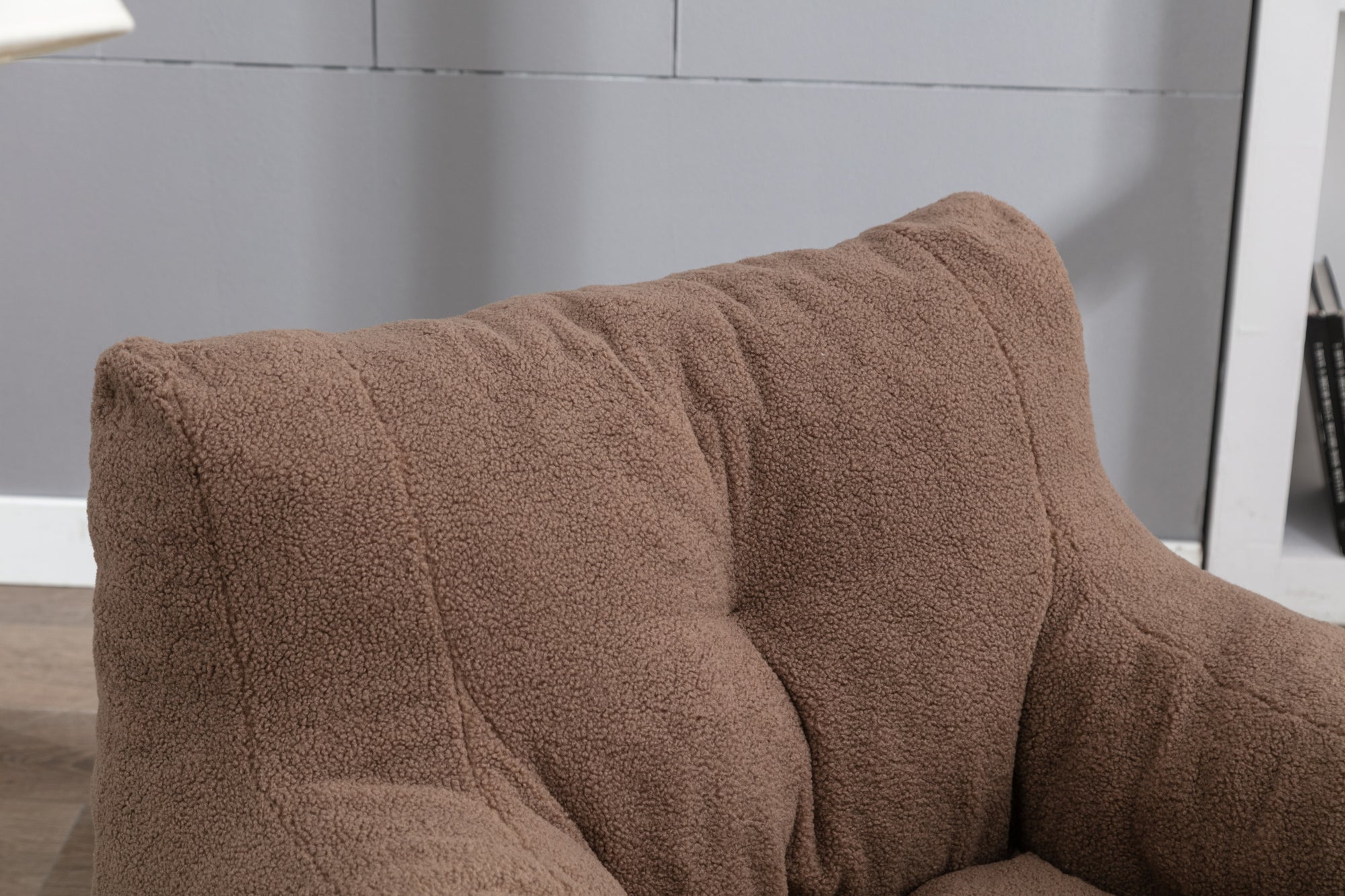 Soft Teddy Tufted Bean Bag Chair in Coffee