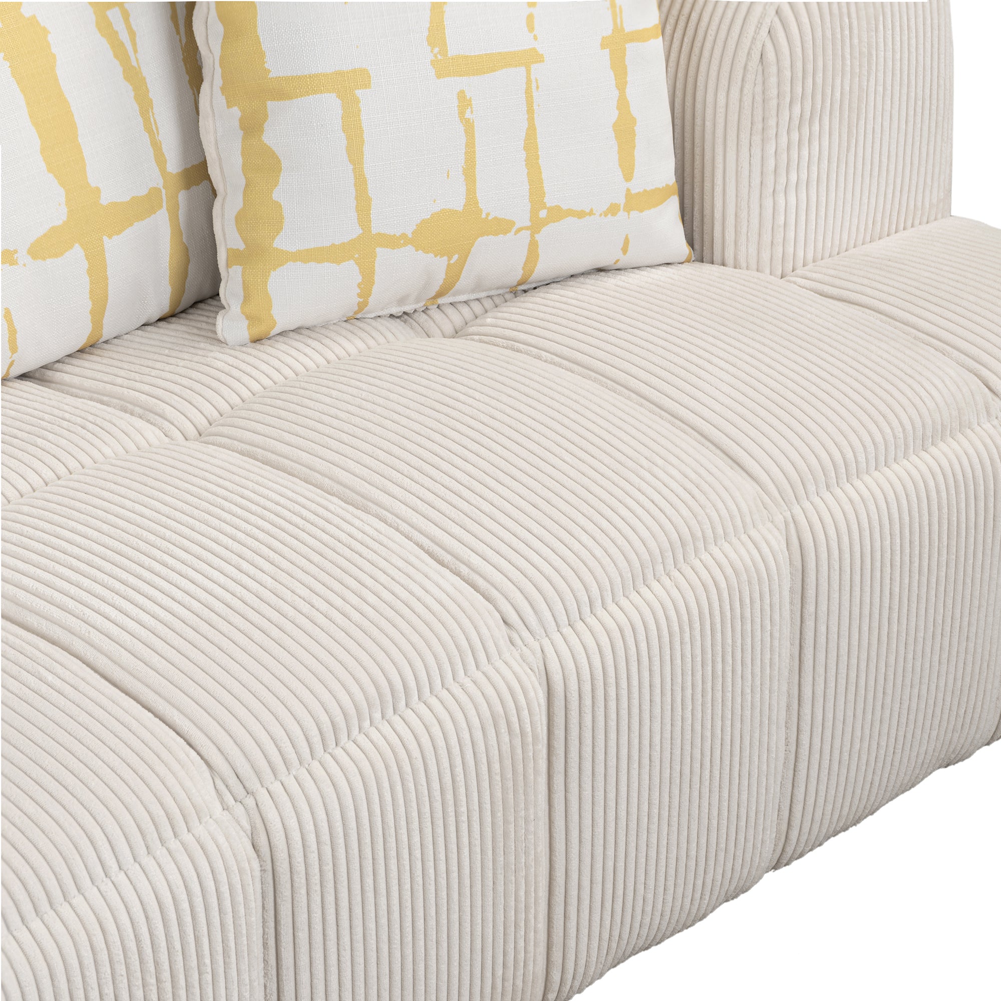 Accra 2-Seat Minimal Corduroy Sofa in Beige