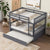 Dark Gray Full Over Full Rubber Wood Bunk Bed with Trundle, Ladder, and Guardrails