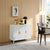 Sideboard With Wavy Texture Buffet Cabinet Modern White Accent Cabinet With Door For Kitchen Living Room In White