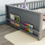 Gray Twin Toddler Floor Bed with Built-in Book Storage Rack