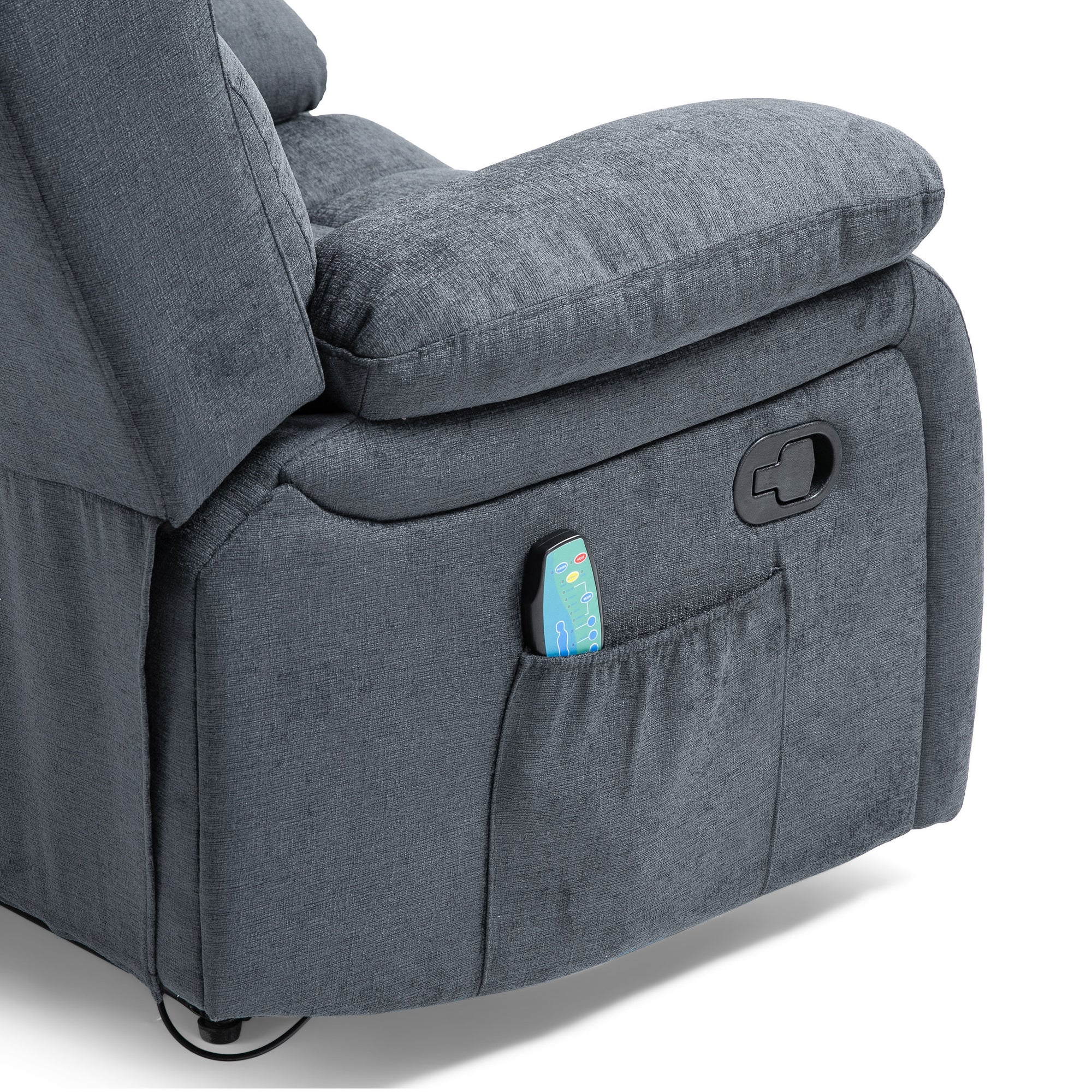 Lumbar Heating & Massage Recliner In Charcoal Fabric