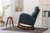 Modern Glider Rocking Chair with Side Pocket and High Back in Emerald Linen