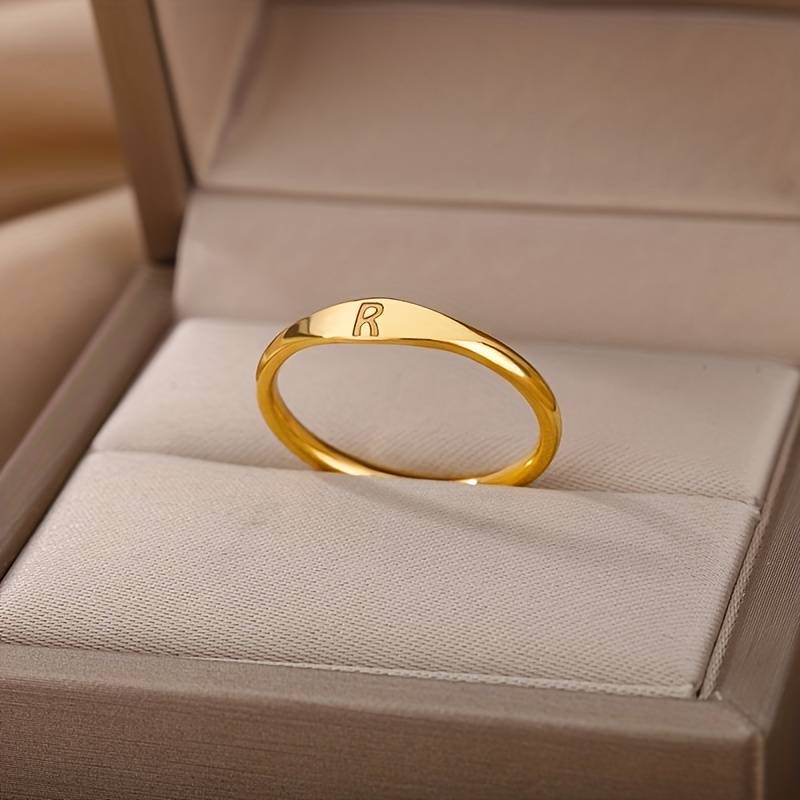 Minimalist Name Ring | Engraved Initial Ring