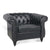 Black Mid-Century Faux Leather One Seater Sofa