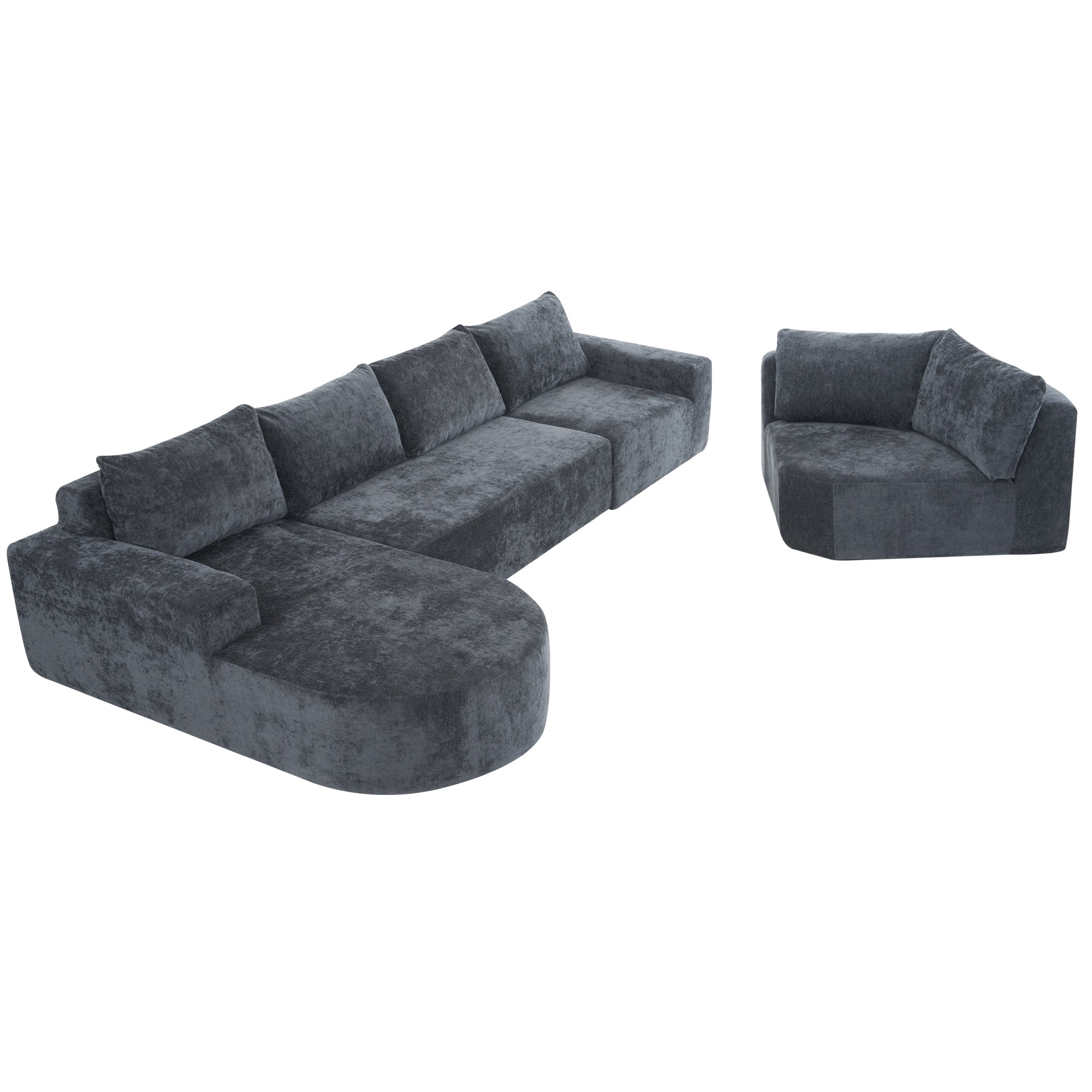 Amalfi Modular Chenille Sectional Sofa in Gray