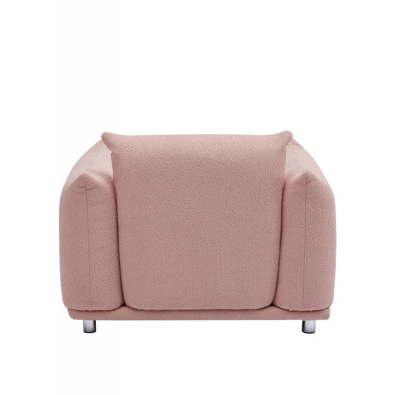 Pillow Top Arms Accent Chair Upholstered In Pink Lambswool